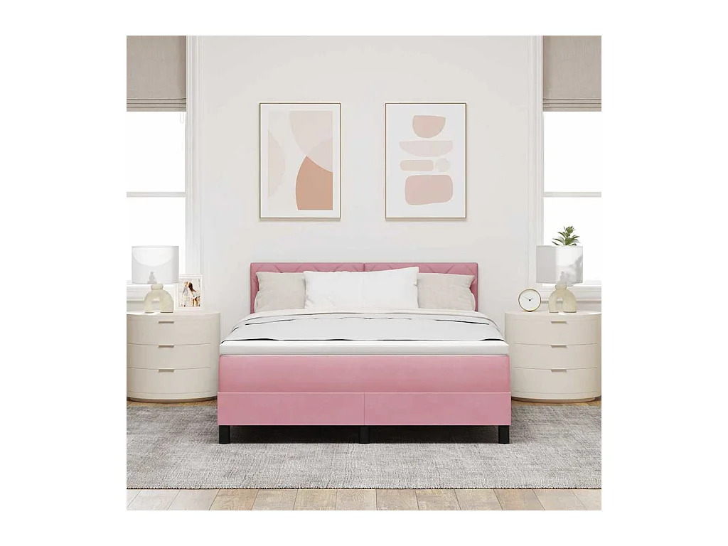 Cadre de lit avec matelas Rose 160 x 200 cm Velours