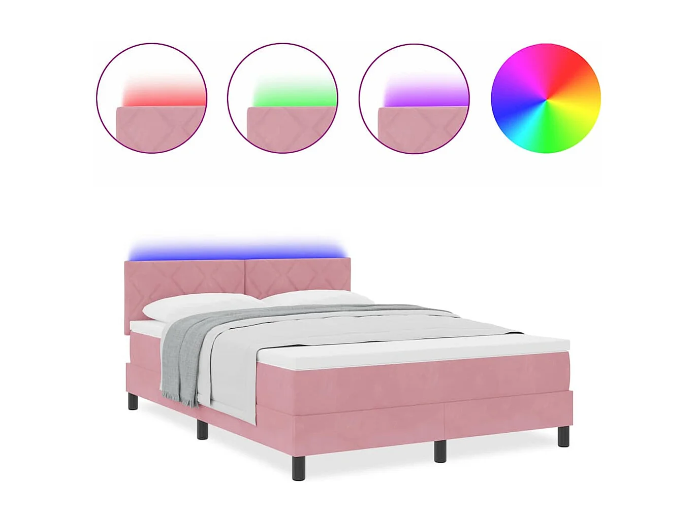 Cadre de lit avec matelas Rose 160 x 200 cm Velours