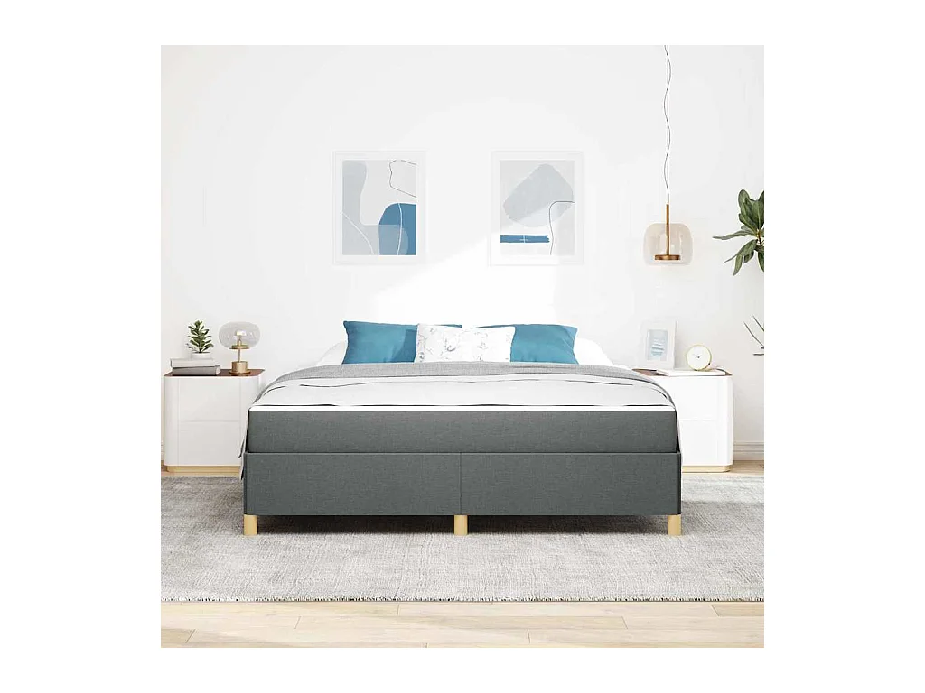 Cama tipo Box Spring Gris oscuro y blanco y gris oscuro