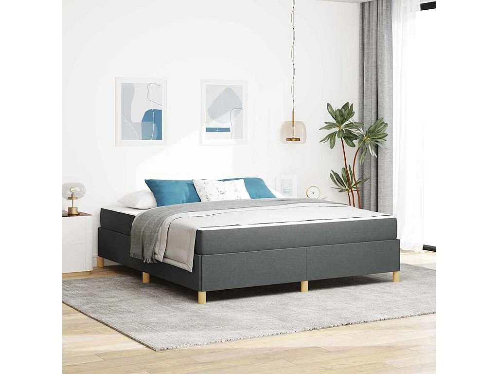 Cadre de lit Gris Foncé et Blanc et Gris Foncé 180 x 200 cm