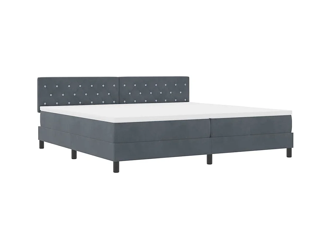 Cadre de lit avec matelas Gris foncé 200 x 200 cm tissu