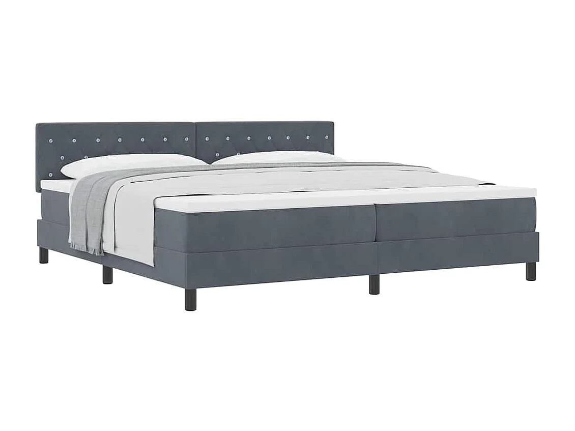 Cama Box Spring com Colchão Cinza Escuro 200 x 200 cm tecido