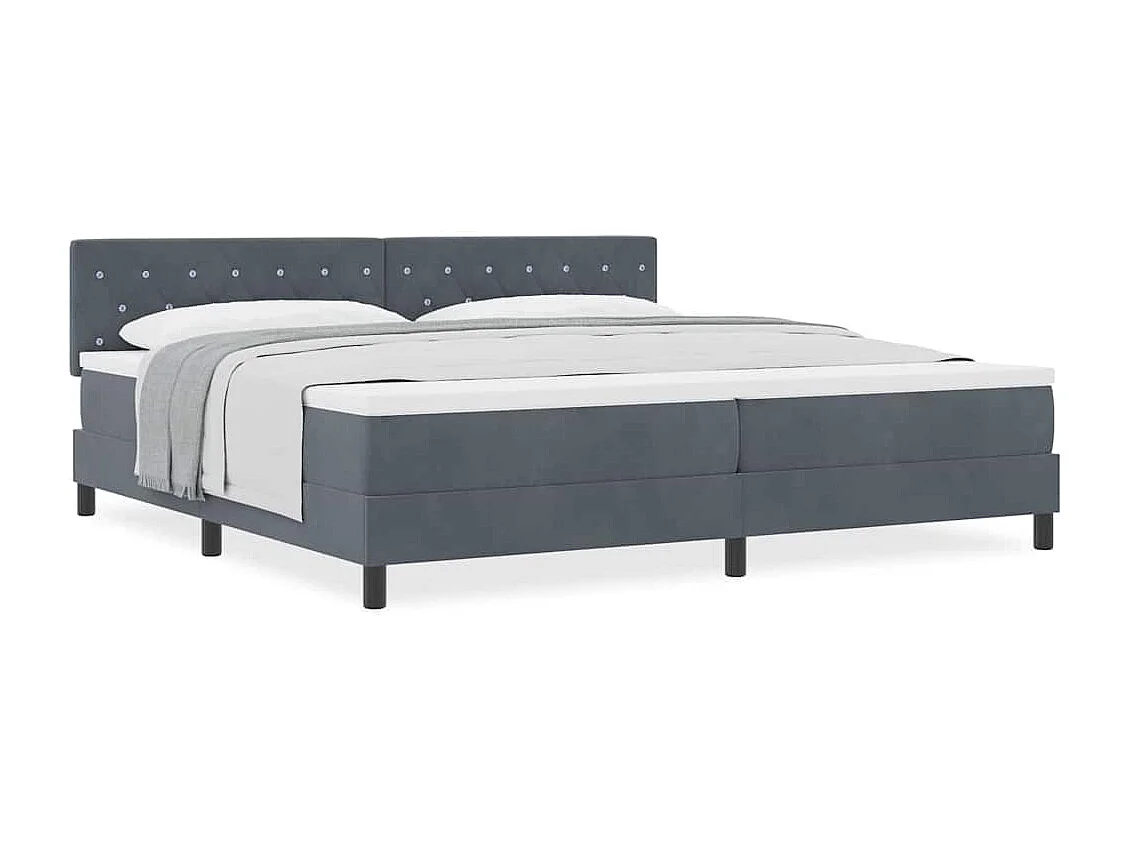 Cama Box Spring com Colchão Cinza Escuro 200 x 200 cm tecido