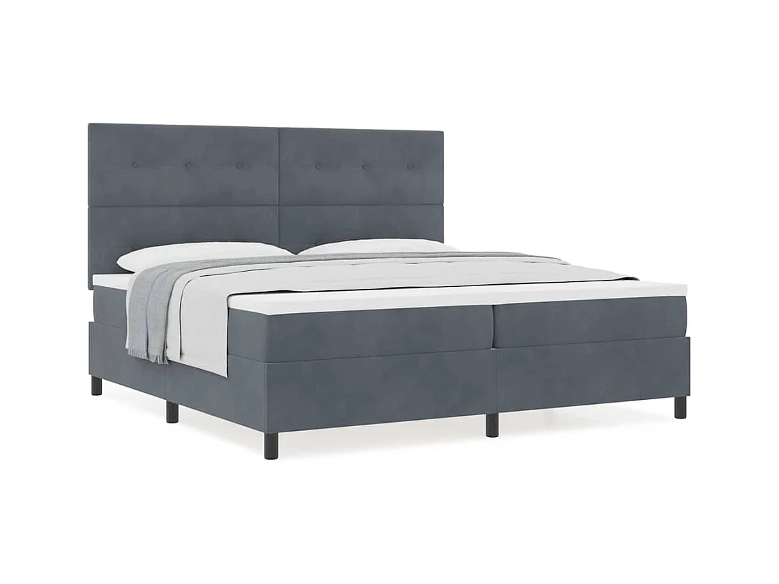 Cadre de lit avec matelas Gris foncé 200 x 200 cm Velours