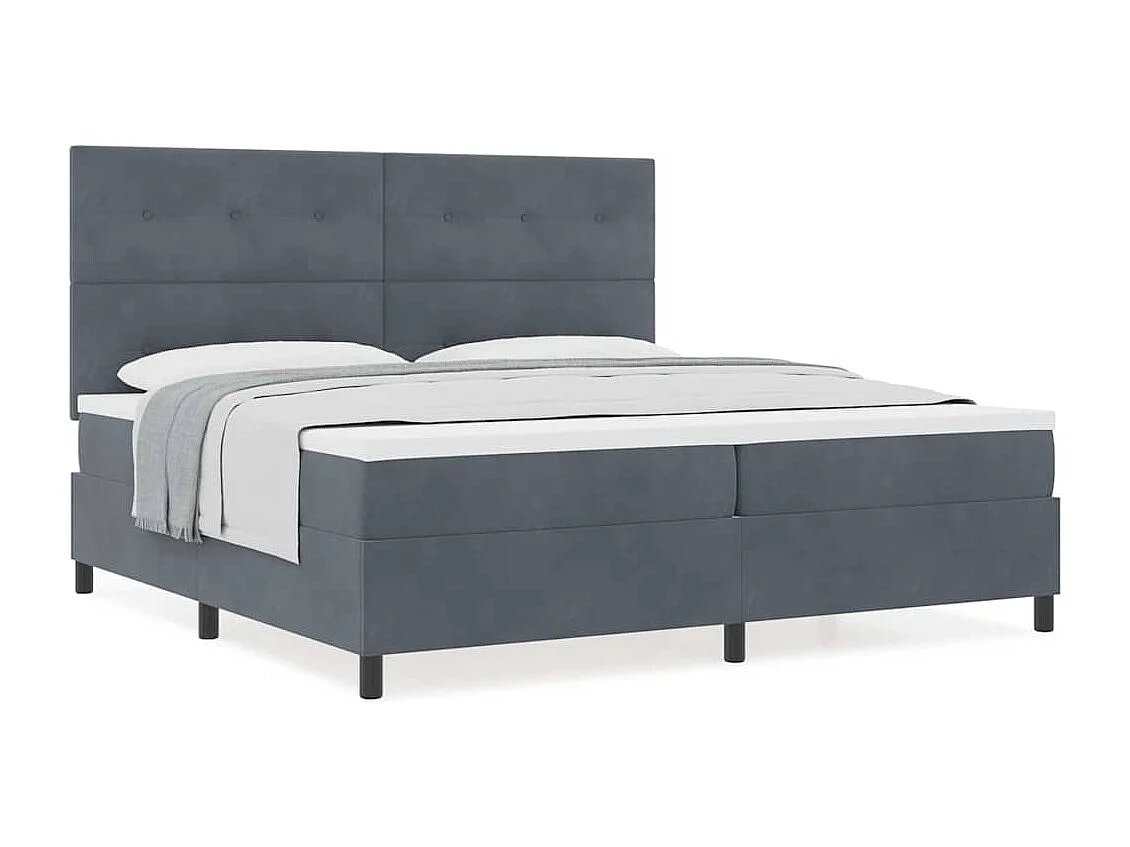 Cadre de lit avec matelas Gris foncé 200 x 200 cm Velours