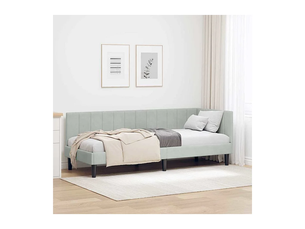 Cadre de lit d'angle Gris clair 80 x 200 cm Velours