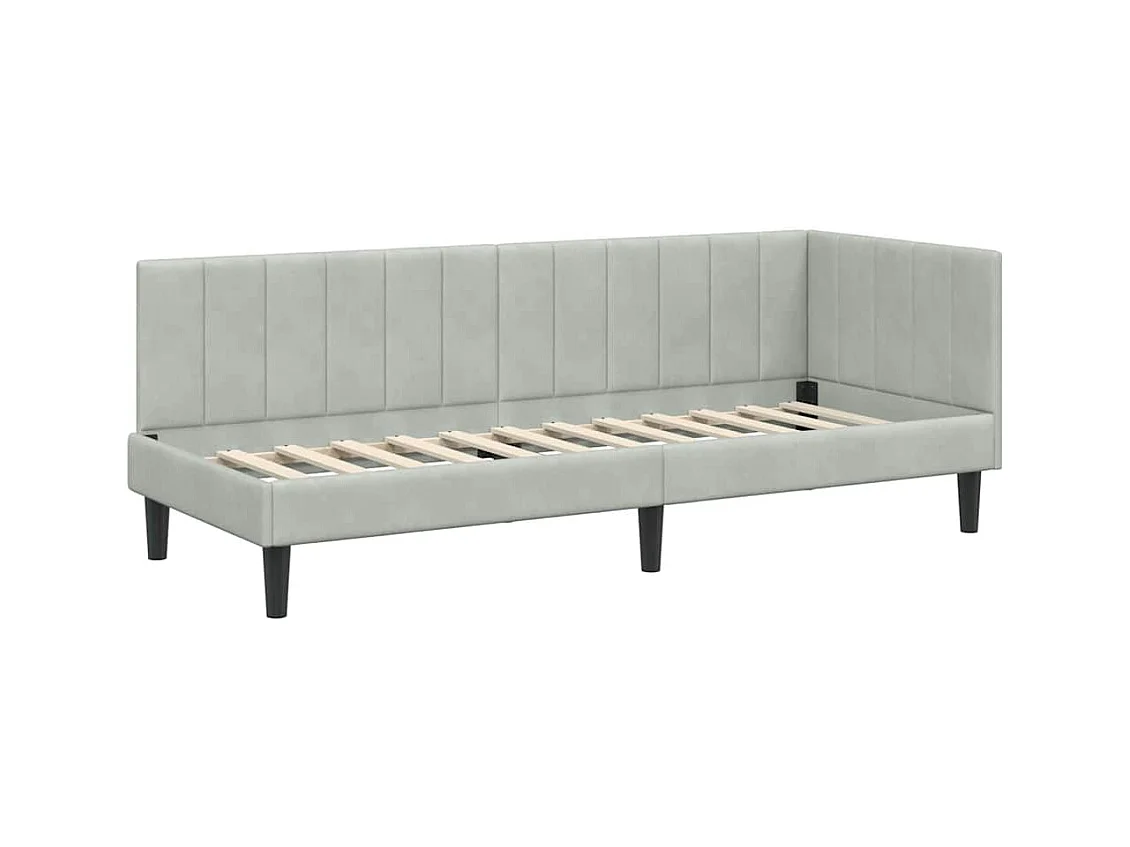 Cadre de lit d'angle Gris clair 80 x 200 cm Velours