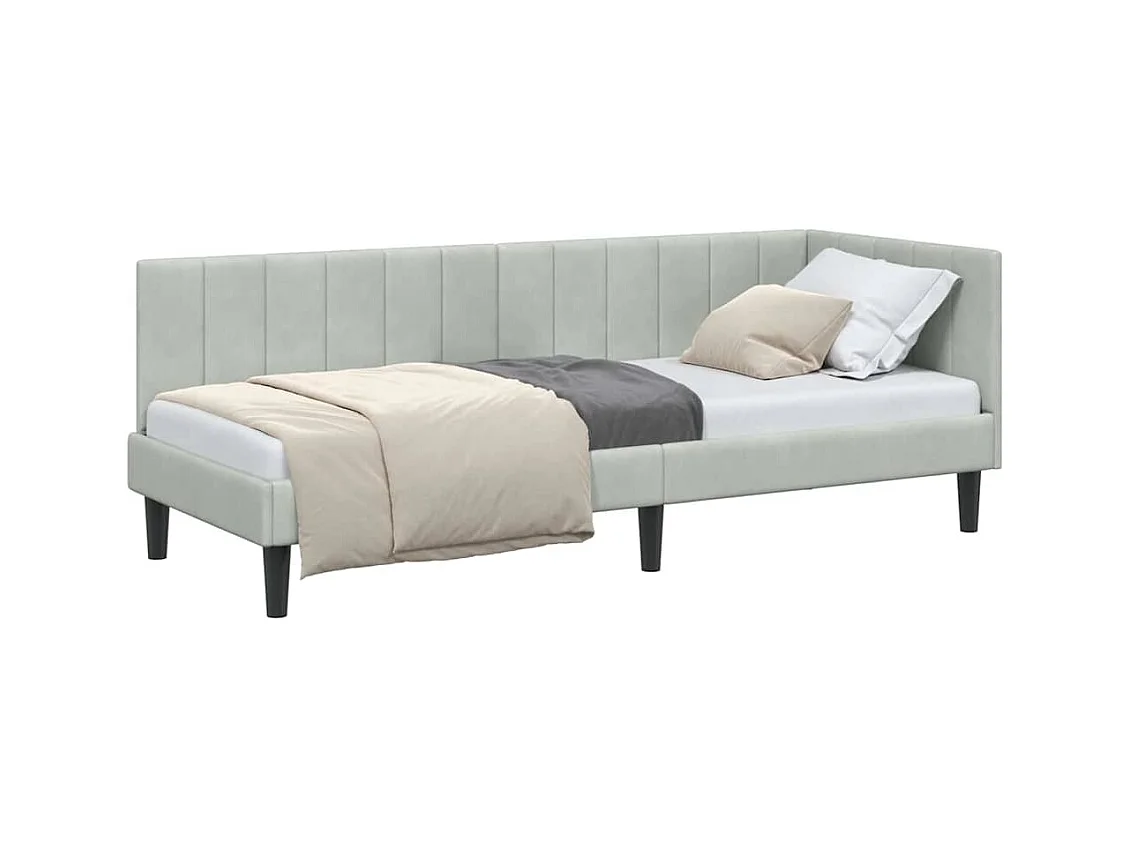 Cadre de lit d'angle Gris clair 80 x 200 cm Velours