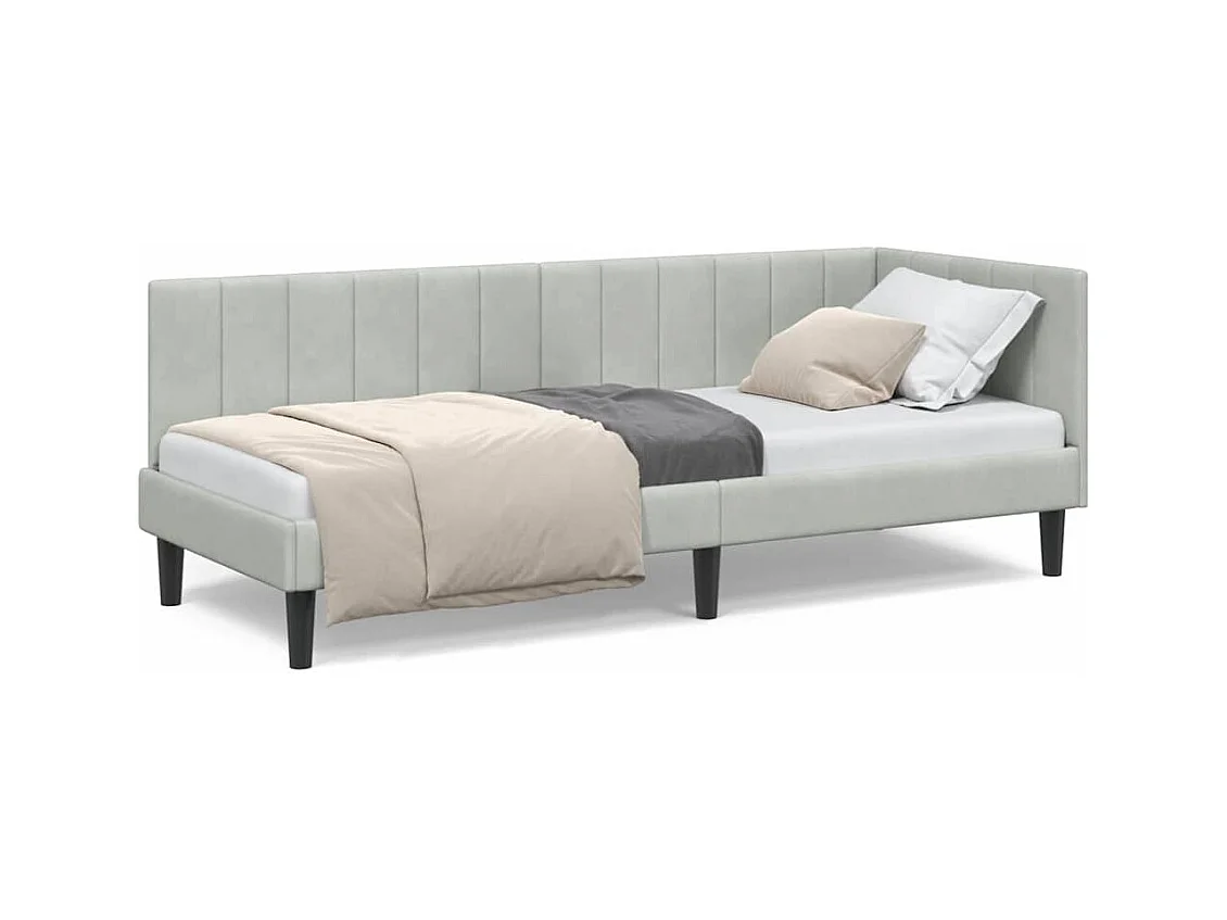 Cadre de lit d'angle Gris clair 80 x 200 cm Velours