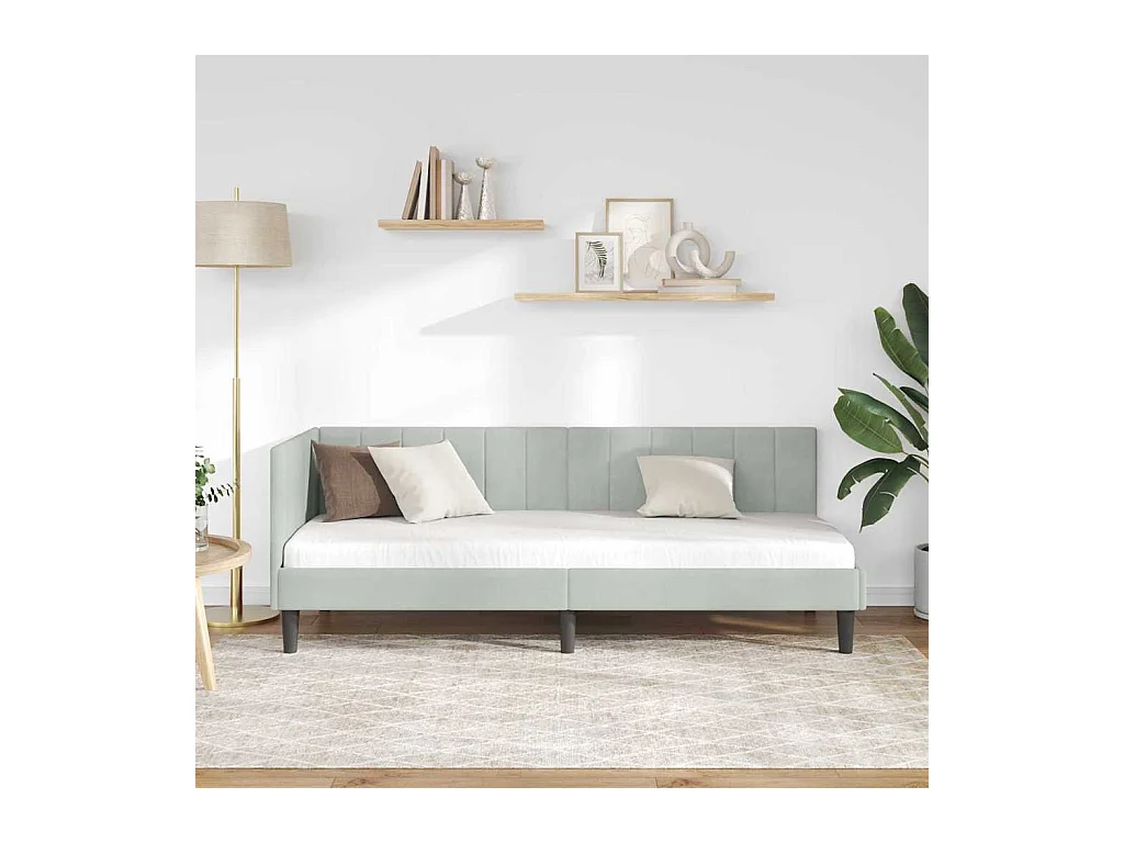 Cadre de lit d'angle Gris clair 80 x 200 cm Velours