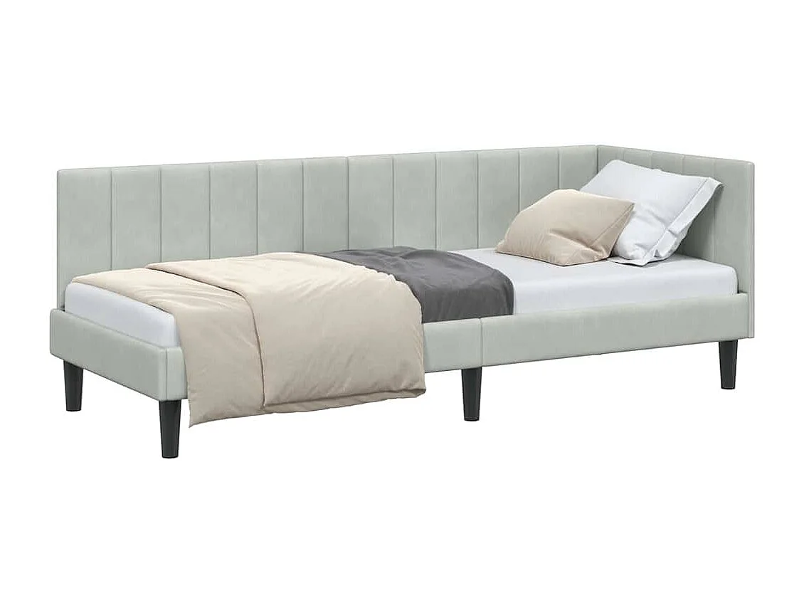 Cadre de lit d'angle Gris clair 80 x 200 cm Velours
