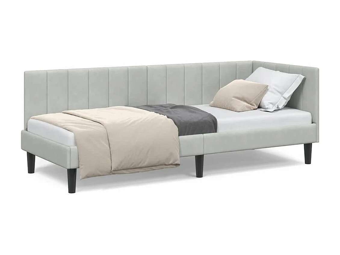 Cadre de lit d'angle Gris clair 80 x 200 cm Velours