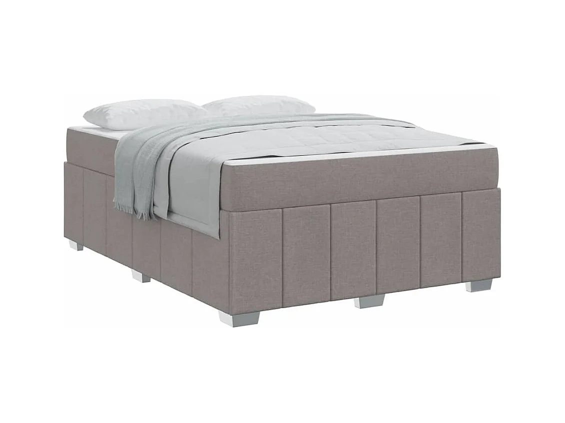 Cadre de lit avec matelas Taupe 160 x 200 cm tissu