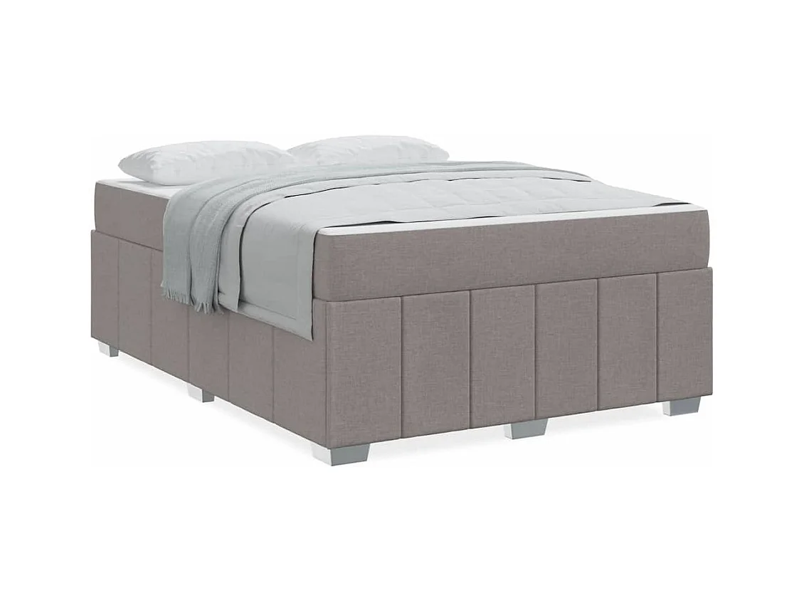 Cadre de lit avec matelas Taupe 160 x 200 cm tissu