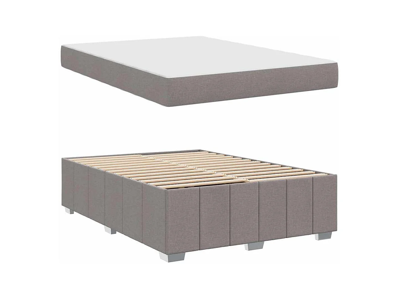 Cadre de lit avec matelas Taupe 160 x 200 cm tissu