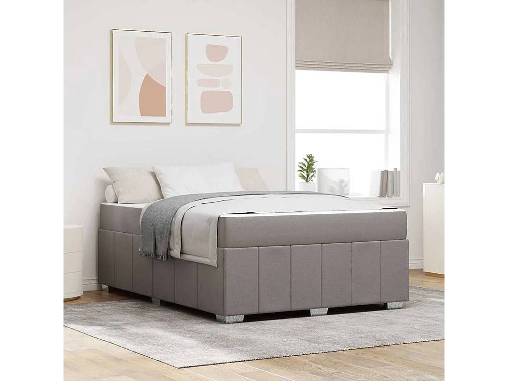 Cadre de lit avec matelas Taupe 160 x 200 cm tissu