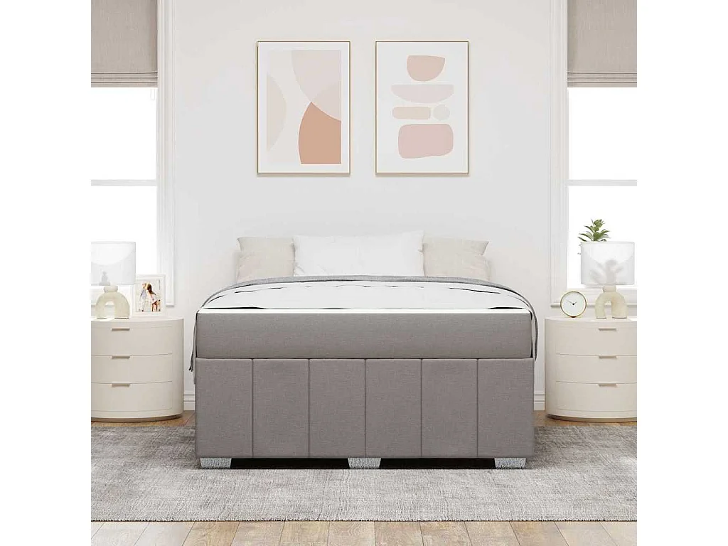Cadre de lit avec matelas Taupe 160 x 200 cm tissu
