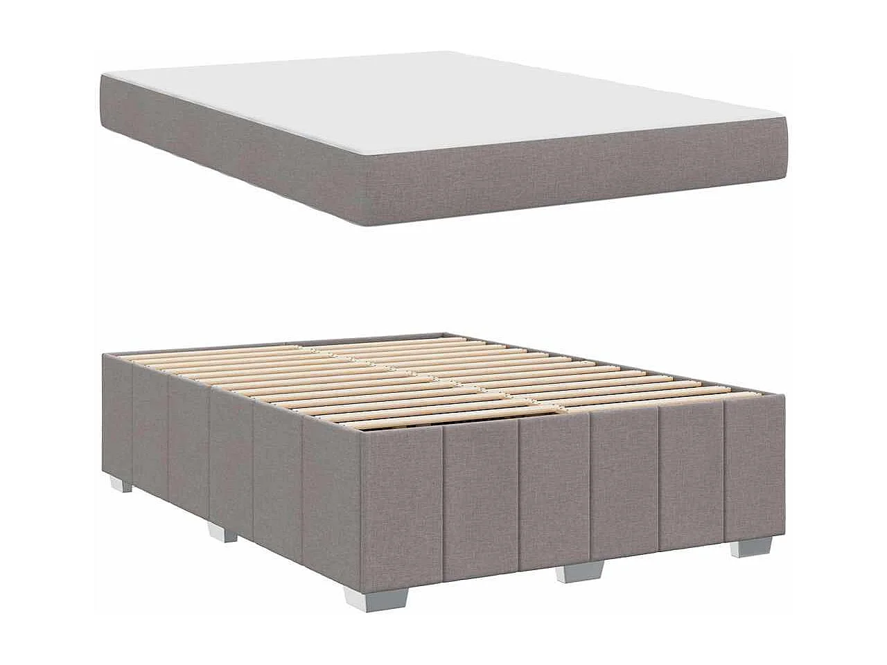 Cadre de lit avec matelas Taupe 160 x 200 cm tissu