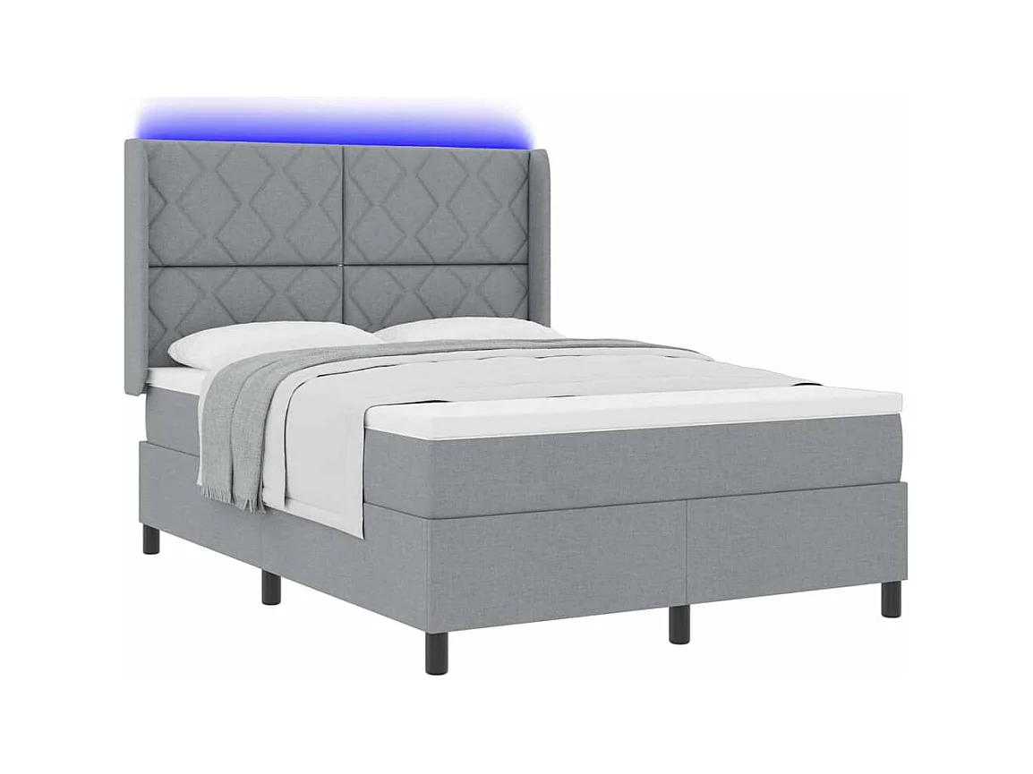 Cadre de lit avec matelas Gris clair 140 x 200 cm tissu