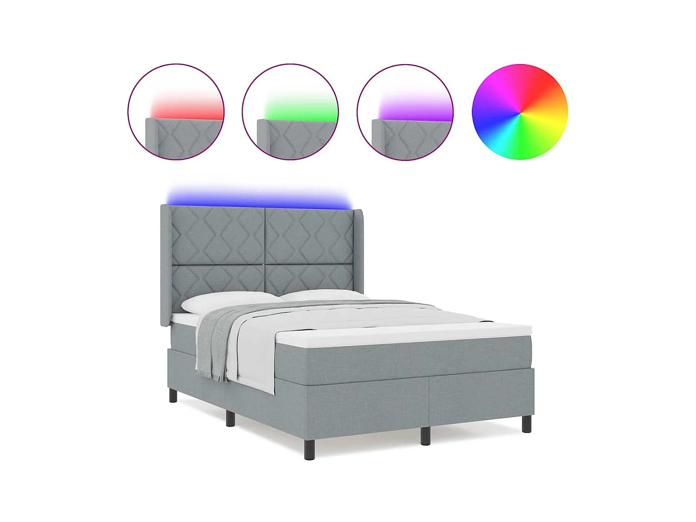 Cadre de lit avec matelas Gris clair 140 x 200 cm tissu