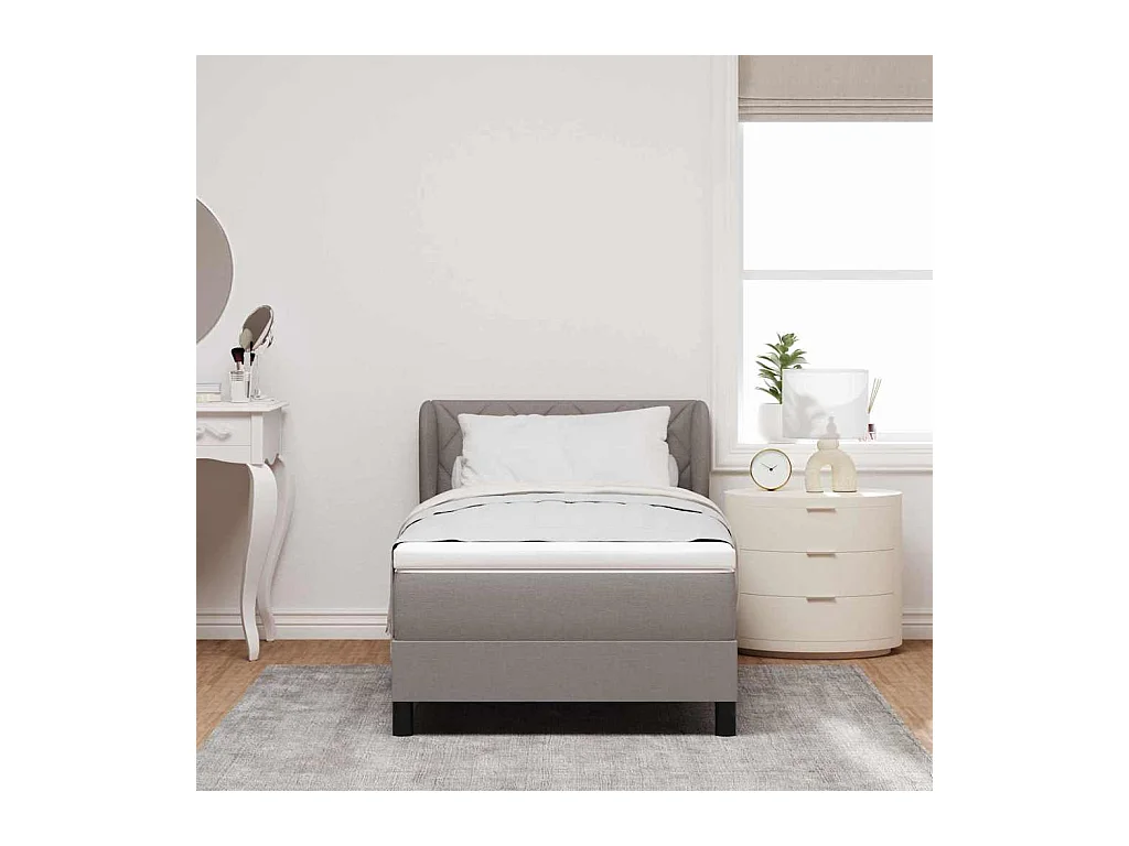 Cama box spring con colchón con colchón Taupé 90 x 190 cm tela