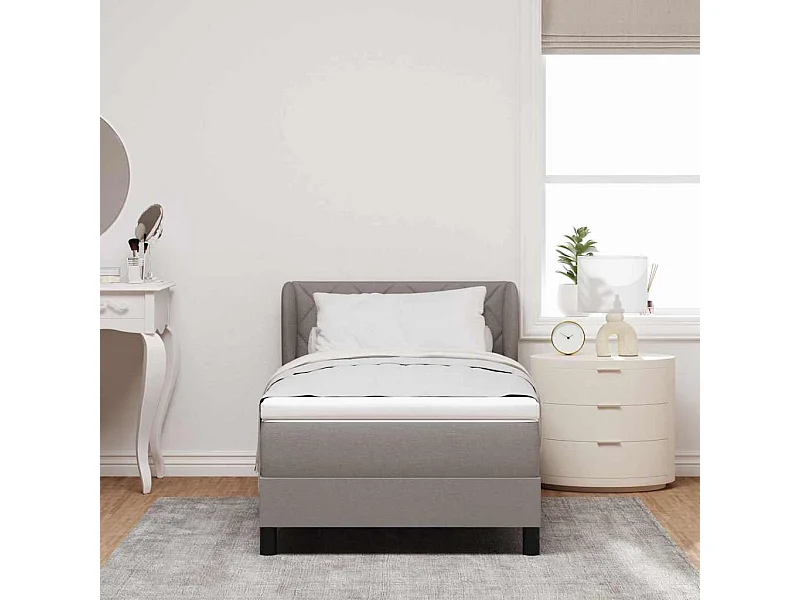 Cadre de lit avec matelas avec matelas Taupe 90 x 190 cm tissu