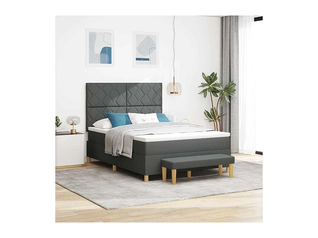 Cama Box com colchão Cinzento escuro 140 x 200 cm tecido
