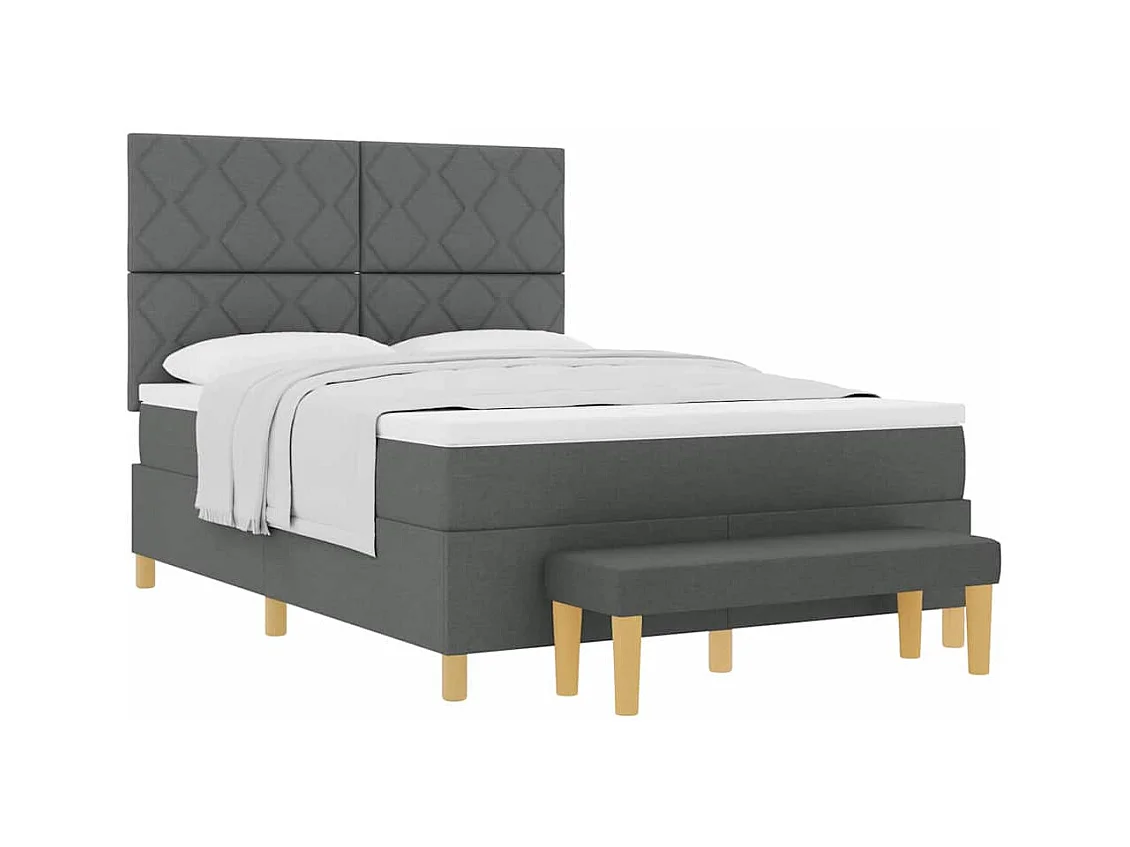 Cama Box com colchão Cinzento escuro 140 x 200 cm tecido