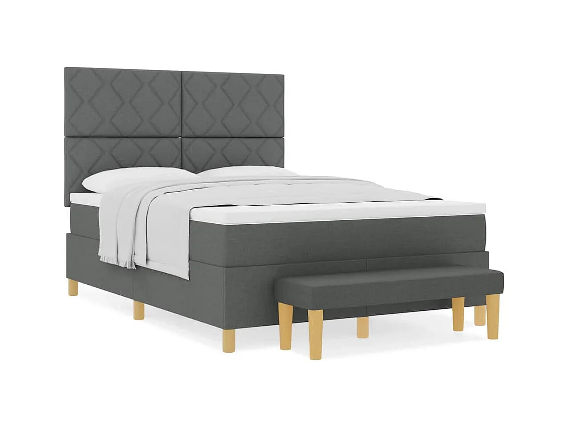 Cama Box com colchão Cinzento escuro 140 x 200 cm tecido