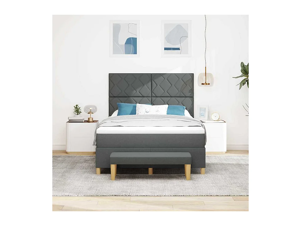 Cama Box com colchão Cinzento escuro 140 x 200 cm tecido