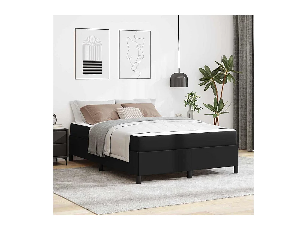 Bedframe met matras met matras Zwart 160 x 200 cm Kunstleer