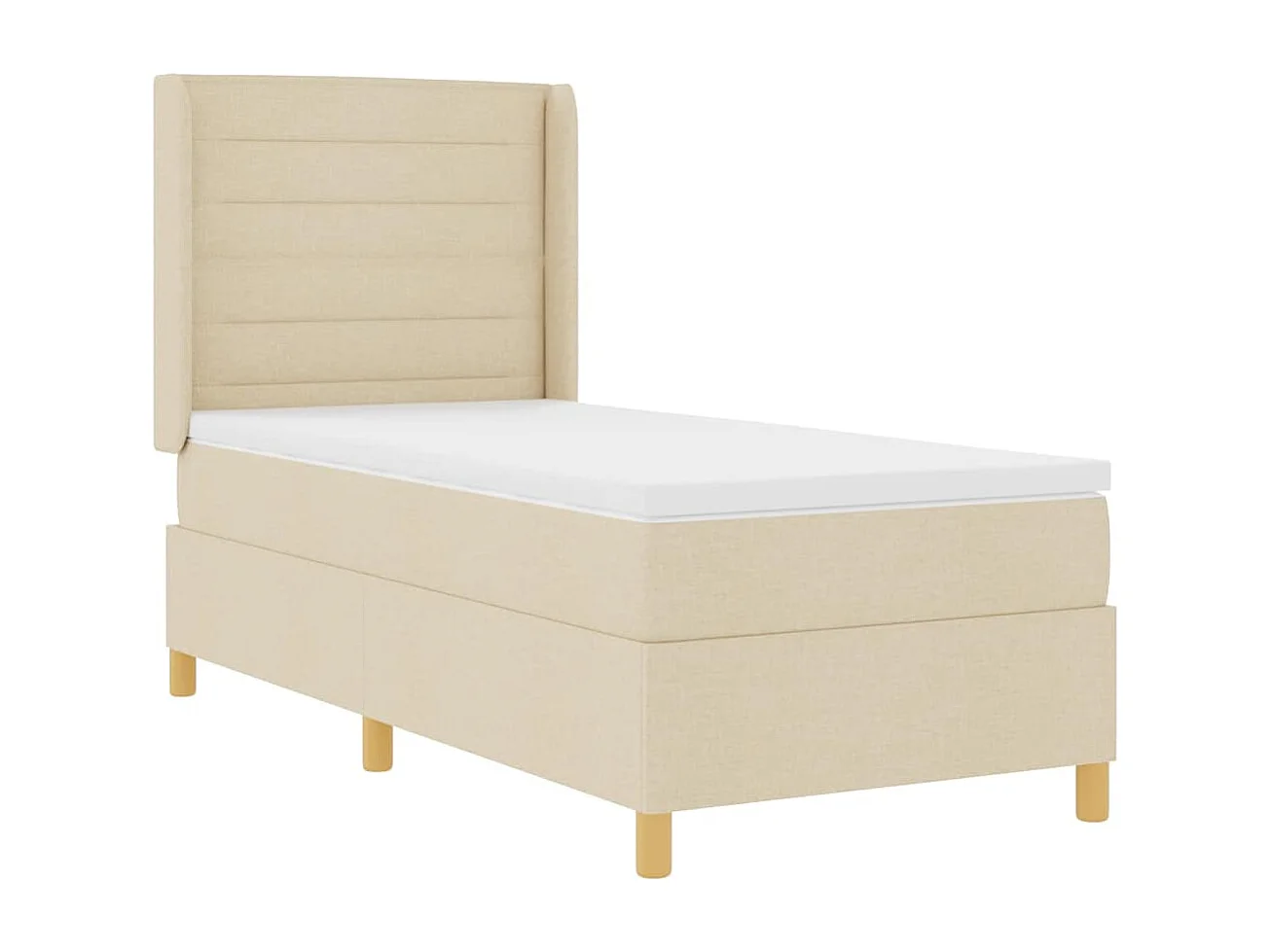 Cadre de lit avec matelas Crème 80 x 200 cm tissu
