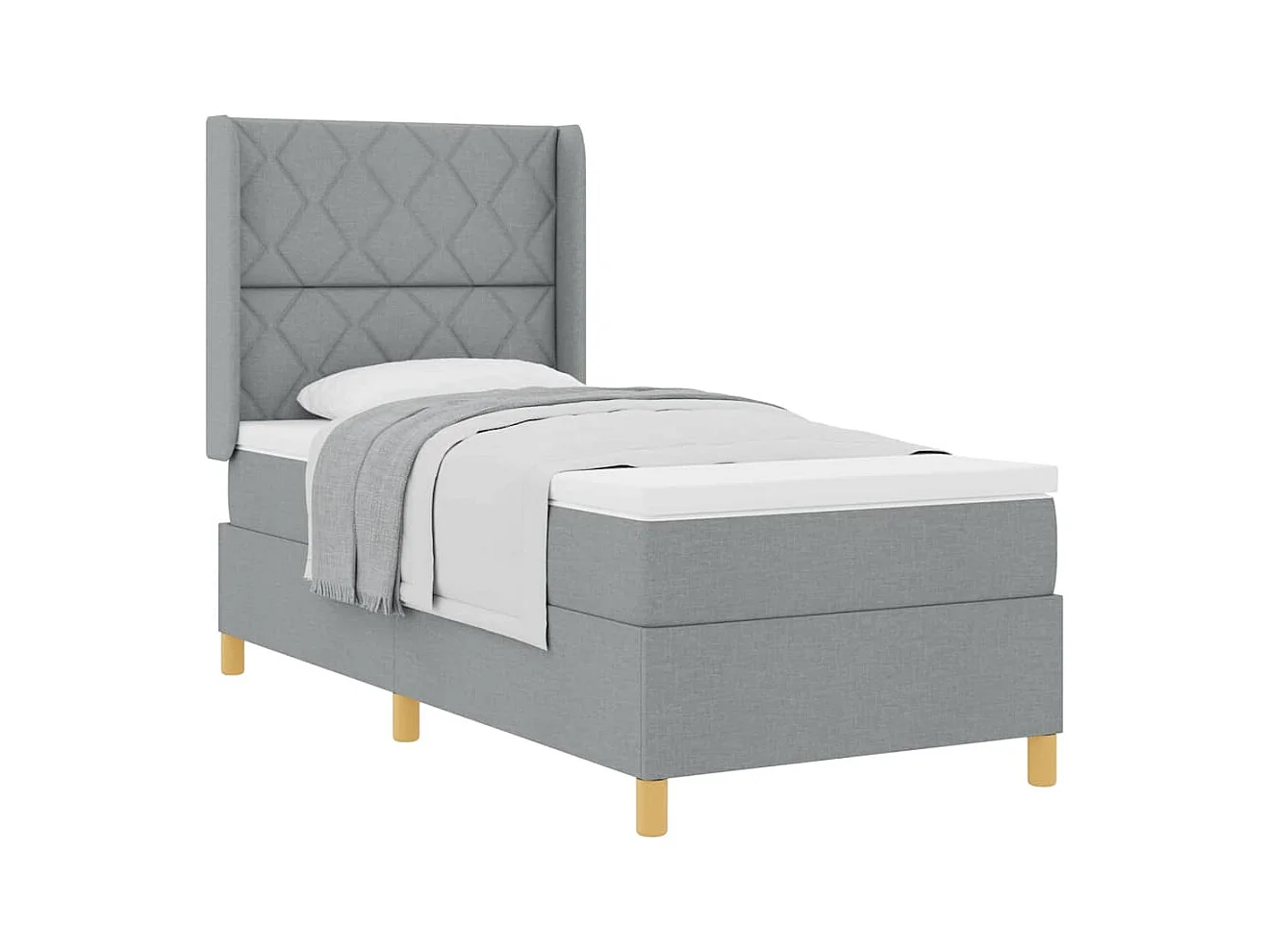 Cadre de lit avec matelas Gris clair 100 x 200 cm tissu