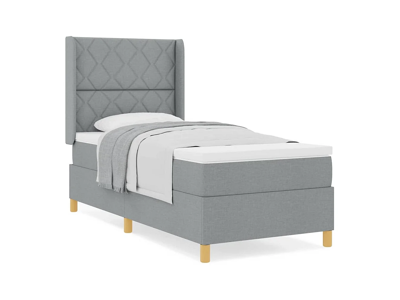 Cadre de lit avec matelas Gris clair 100 x 200 cm tissu