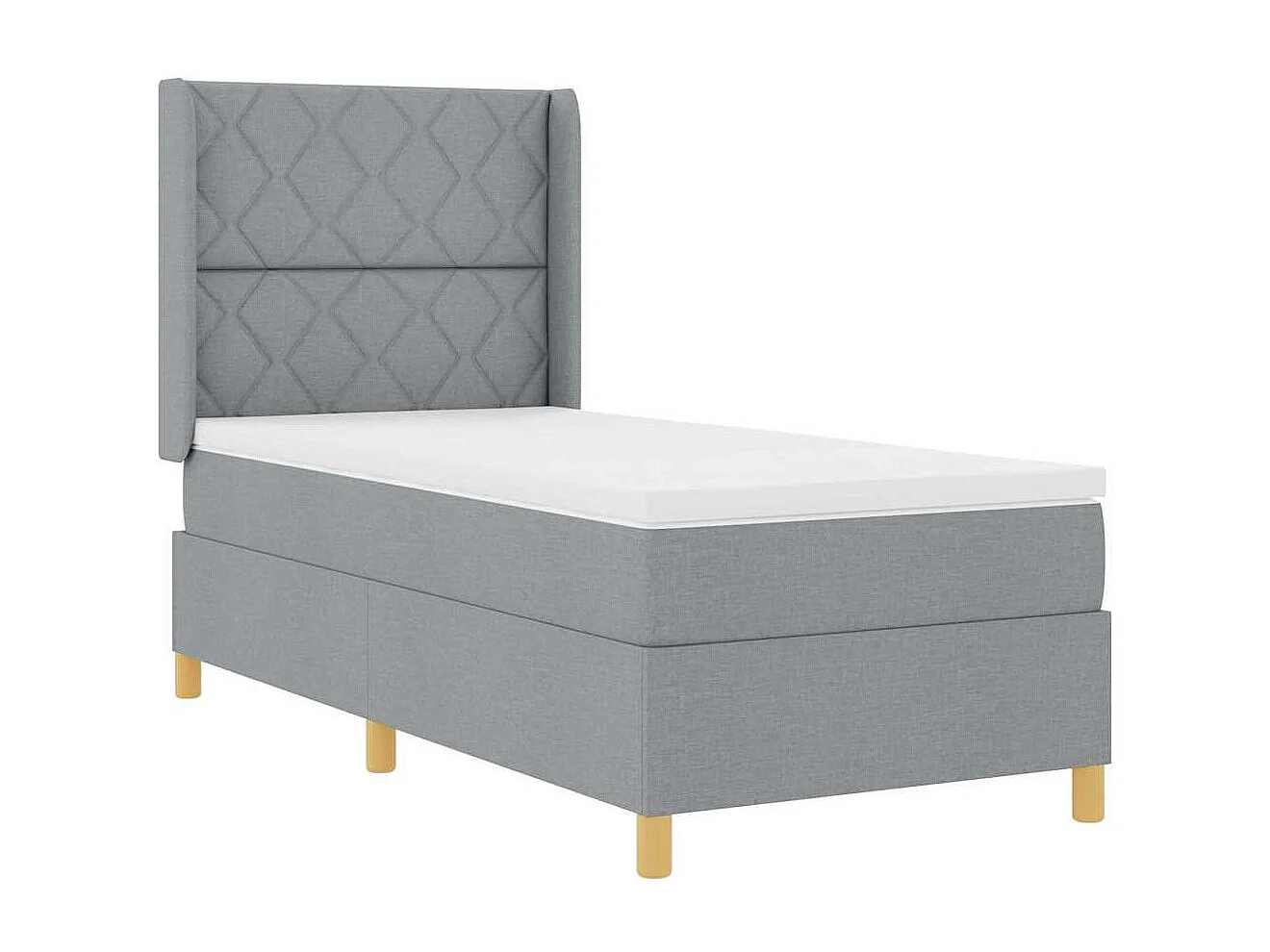 Cadre de lit avec matelas Gris clair 100 x 200 cm tissu