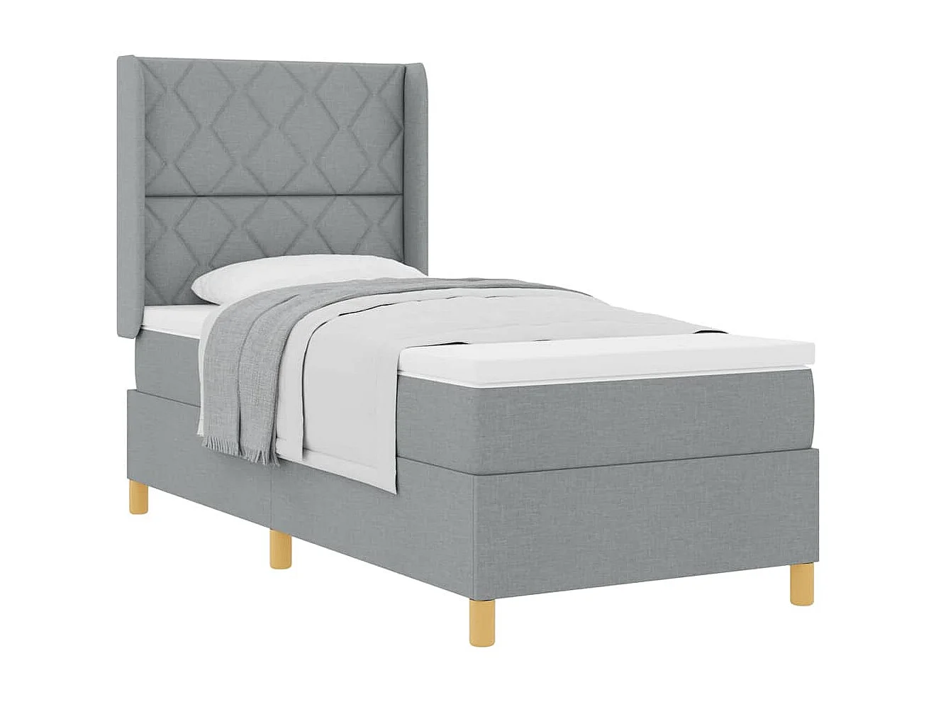 Cadre de lit avec matelas Gris clair 100 x 200 cm tissu