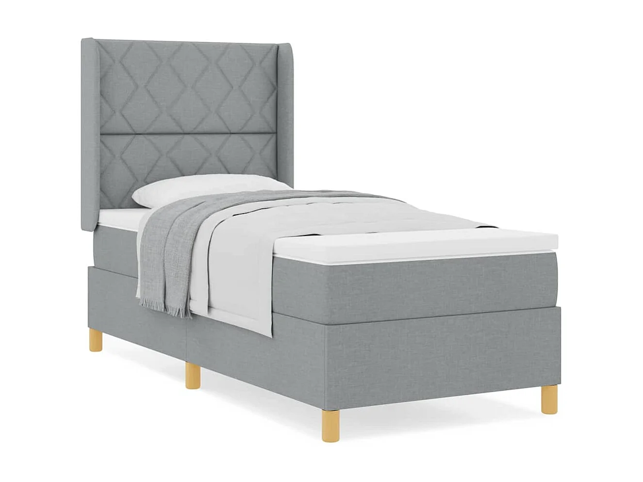 Cadre de lit avec matelas Gris clair 100 x 200 cm tissu