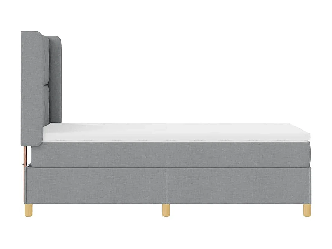 Cadre de lit avec matelas Gris clair 100 x 200 cm tissu