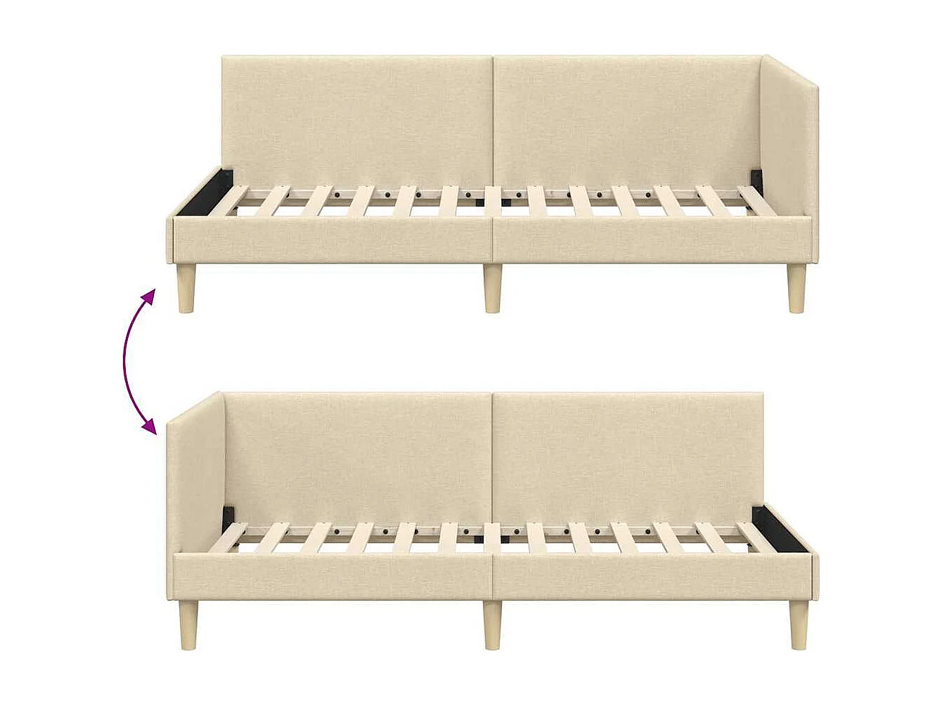 Estructura de cama en esquina Otro Manual Crema 80 x 200 cm