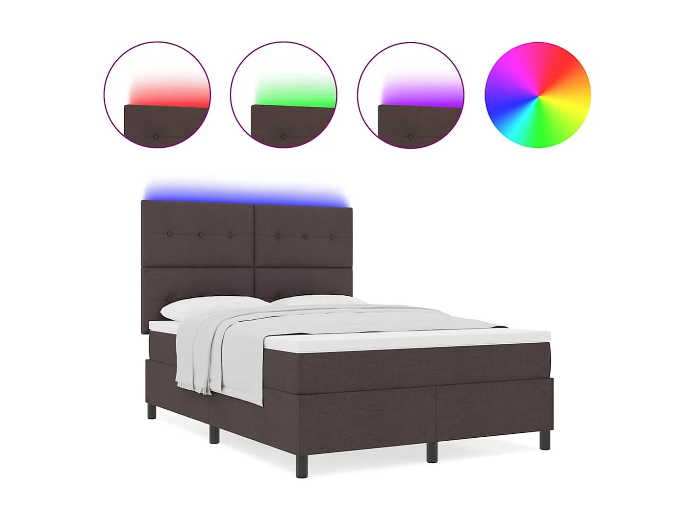 Cadre de lit avec matelas Marron foncé 140 x 200 cm tissu