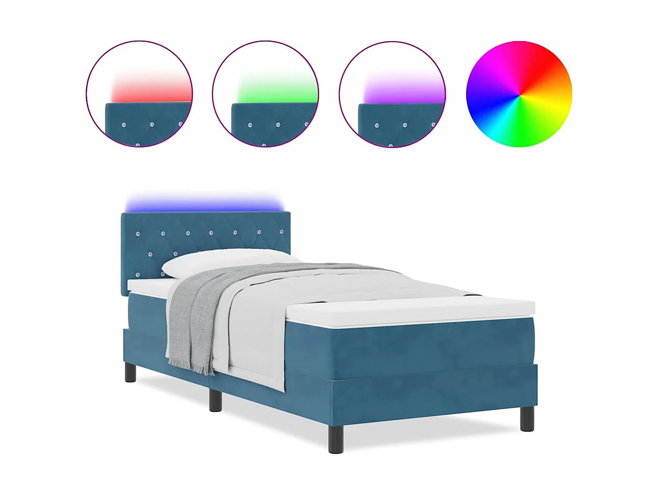 Cama tipo Box Spring Azul oscuro 90 x 190 cm Terciopelo