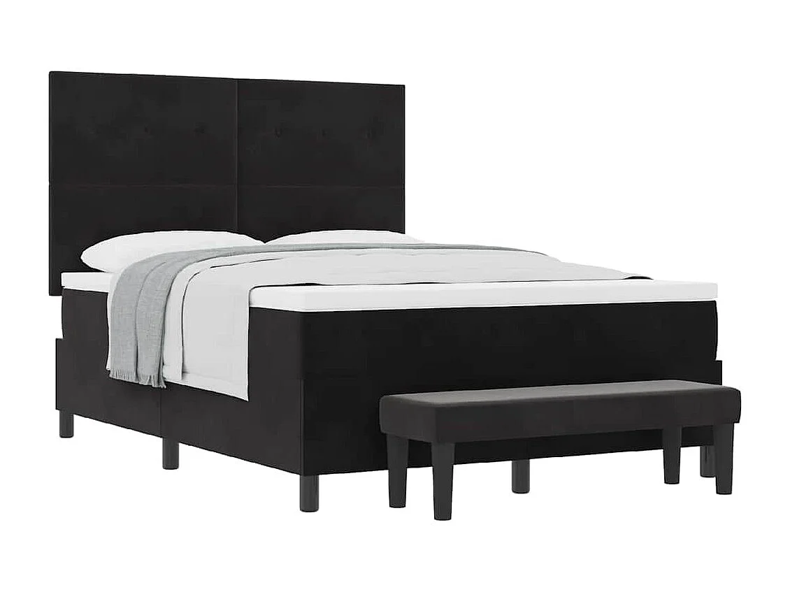 Cadre de lit avec matelas Noir 140 x 190 cm Velours