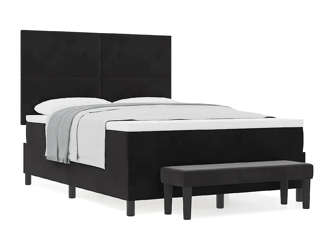 Cadre de lit avec matelas Noir 140 x 190 cm Velours