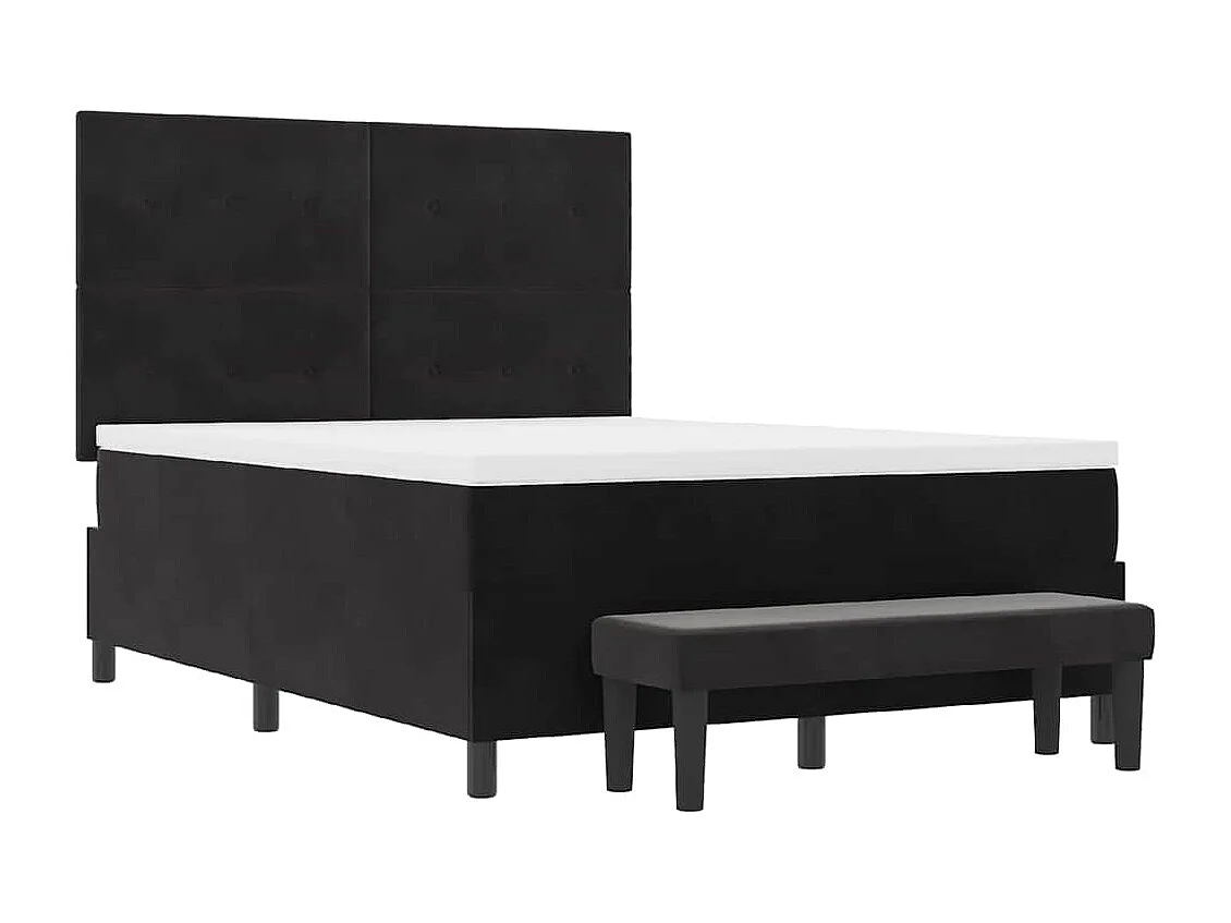 Cadre de lit avec matelas Noir 140 x 190 cm Velours