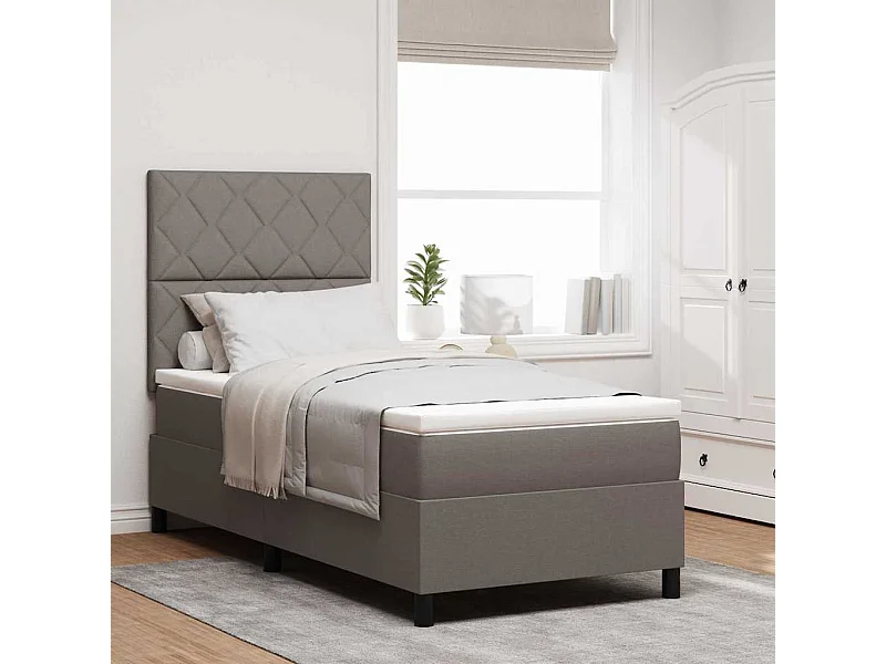 Cama Box com colchão Cinzento-acastanhado 90 x 190 cm tecido