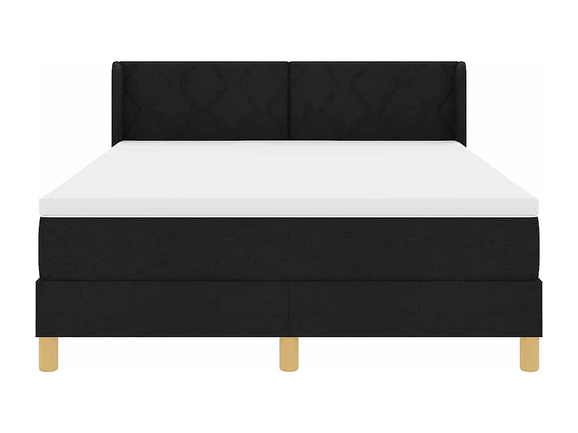 Cadre de lit avec matelas Blanc et Noir 140 x 190 cm tissu