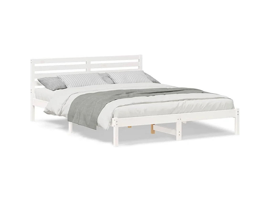 Estrutura da Cama Branco 160 x 220 cm Madeira de pinho maciça