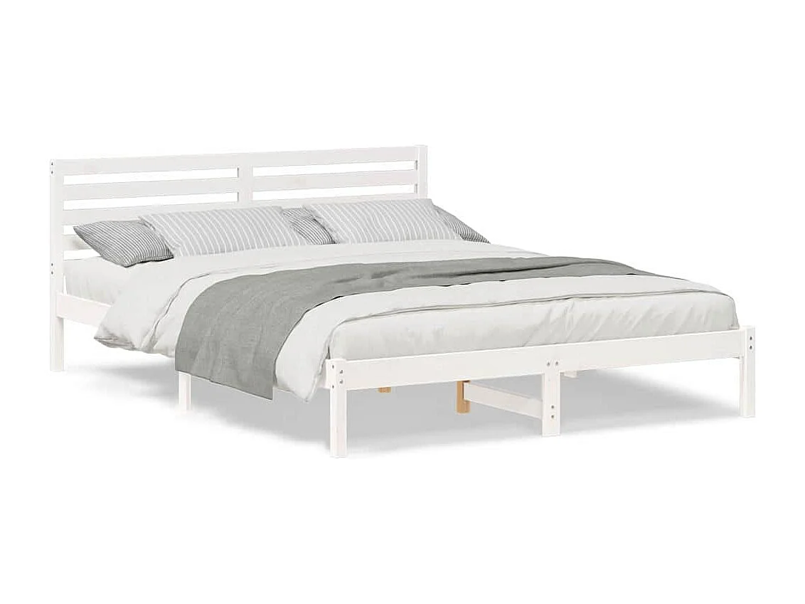 Cadre de lit Blanc 160 x 220 cm Bois massif en pin