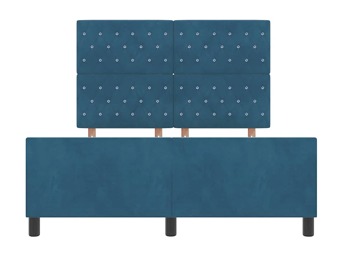 Cadre de lit avec tête de lit Bleu foncé 140 x 190 cm Velours