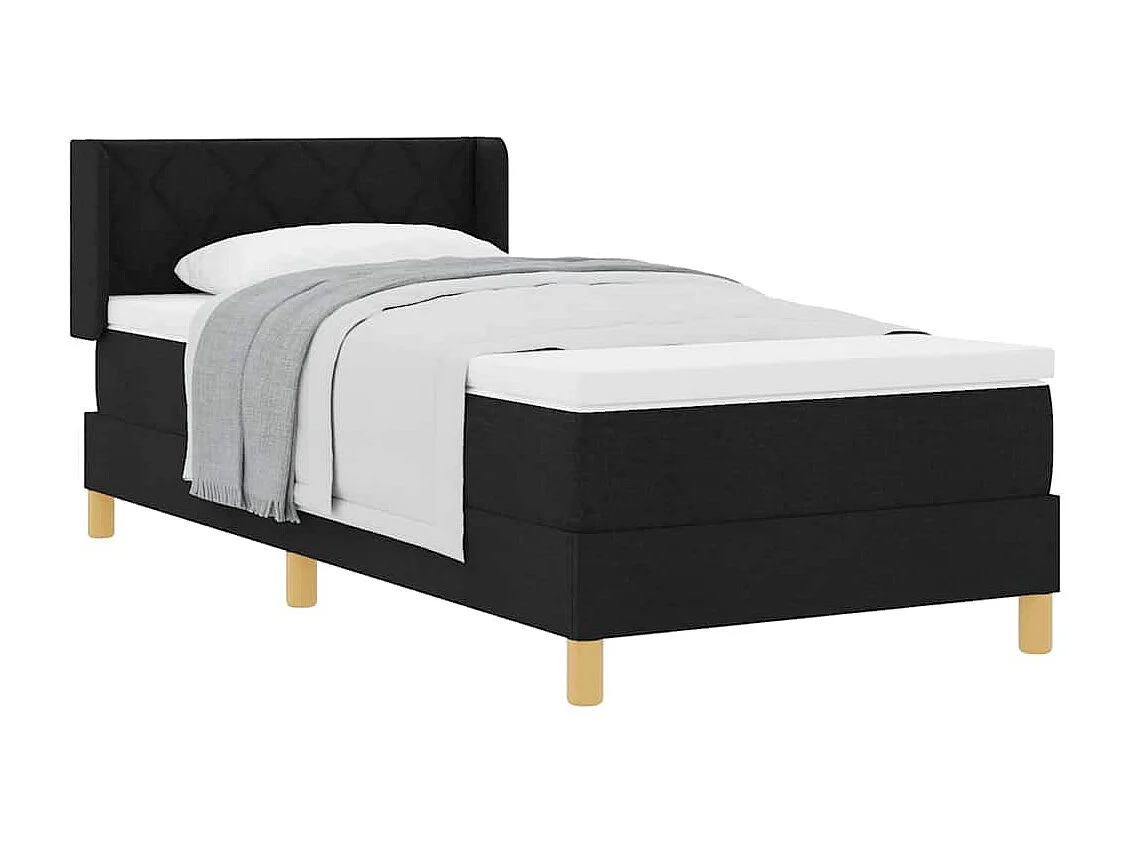 Cadre de lit avec matelas Noir 90 x 190 cm tissu